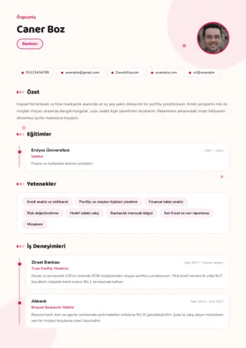 Bankacı CV Örnekleri cv indir